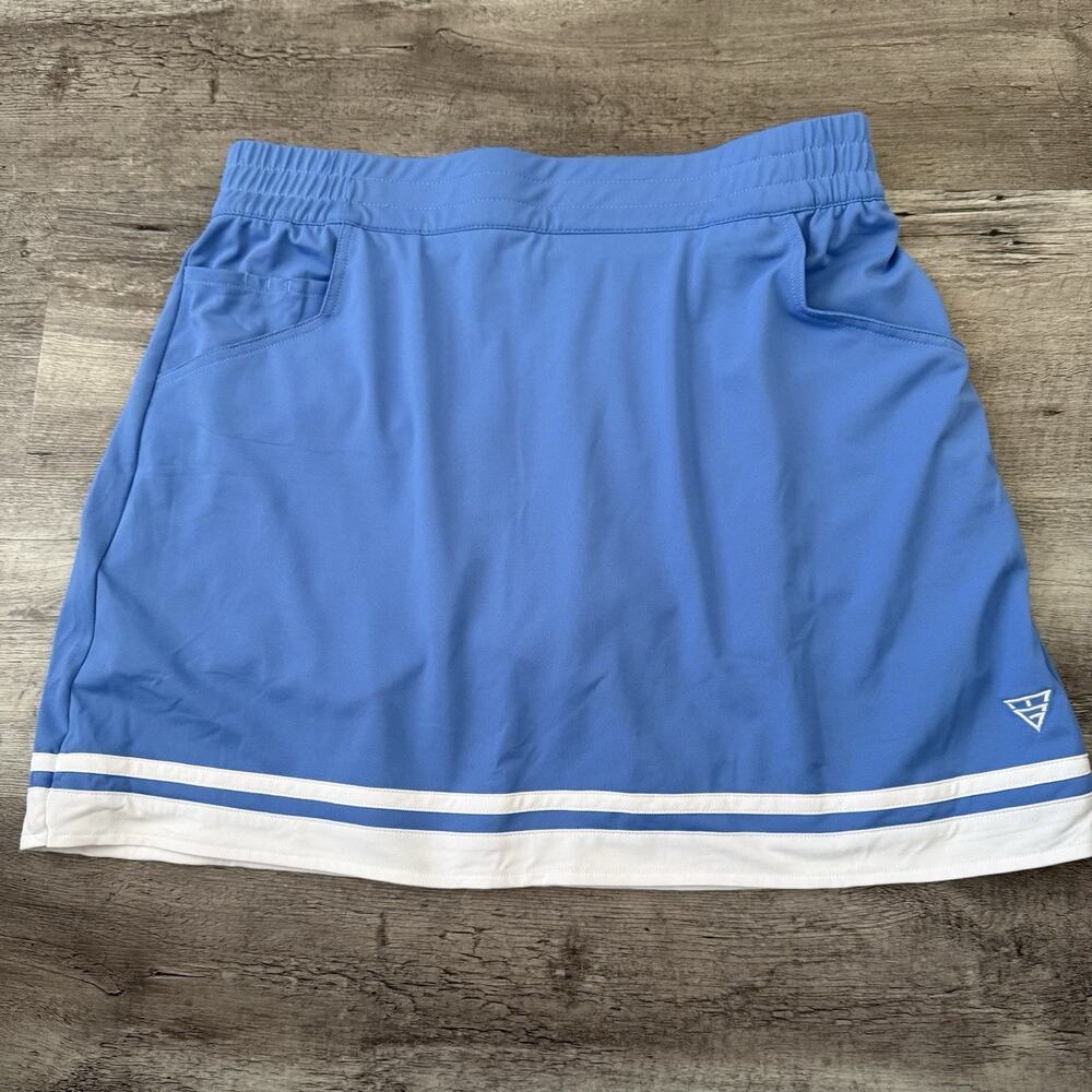 Maelreg Performance Skort Womens Large Blue White Ringer Pockets Shorts Elastic